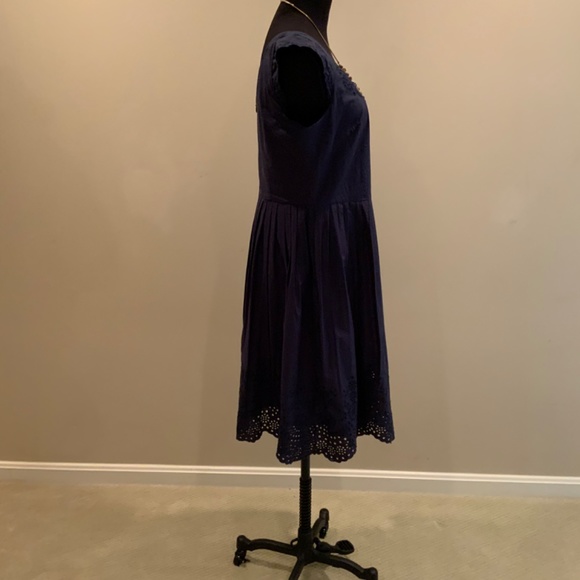 Boden Navy Blue Cotton/Eyelet Detail Summer Dress, Size 10 - Picture 8 of 10